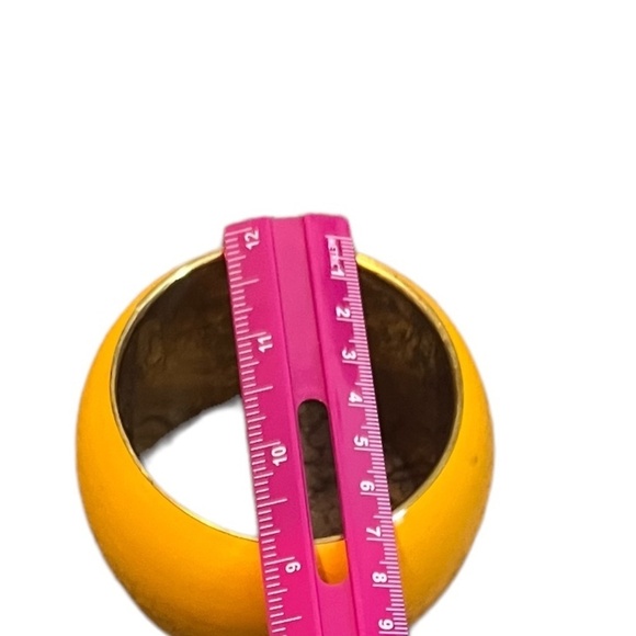 Brass and Butterscotch Enamel Round Bangle Bracelet - Picture 6 of 7